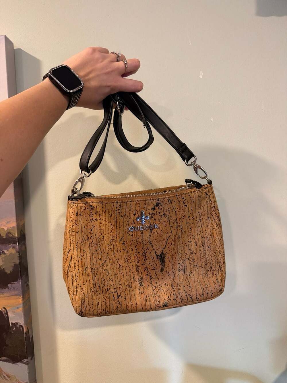Queork Phoenix Cork Crossbody Duo Zipper Bag